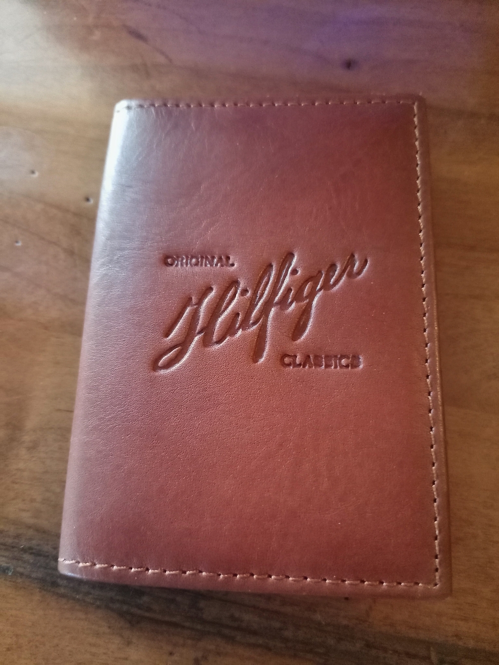 Hilfiger Embossed Brown Leather Credit Card Wallet